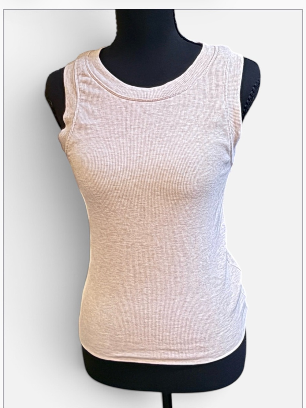 LNA Clothing Revolve Cream Ribbed Knit Tank Top Medium